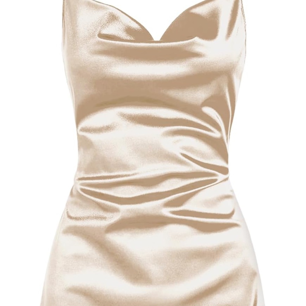 Amazon Women's Satin Slip Dress - Champagne